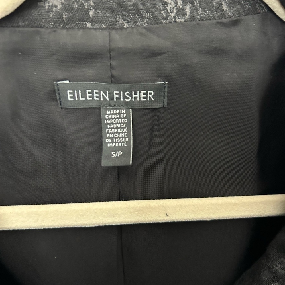 Eileen Fisher Grandeur Jacquard top jacket in black and gray S P - Picture 5 of 5